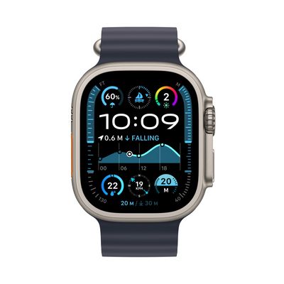 Apple Watch Ultra 2 GPS + Cellular 49mm Natural Titanium Case with Navy Ocean Band (MX4D3CS/A)