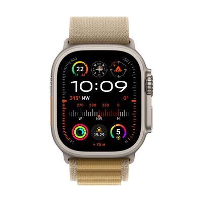 Apple Watch Ultra 2 GPS + Cellular 49mm Natural Titanium Case with Tan Alpine Loop - Medium (MX4F3CS/A)