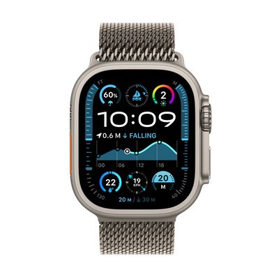 Apple Watch Ultra 2 GPS + Cellular 49mm Natural Titanium Case with Natural Titanium Milanese Loop - M (MX5R3CS/A)