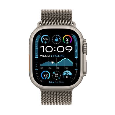 Apple Watch Ultra 2 GPS + Cellular 49mm Natural Titanium Case with Natural Titanium Milanese Loop - L (MX5T3CS/A)