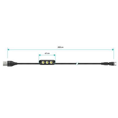 CONNECT IT Magnetic PowerLink 3in1 kabel (USB-C/Lightning/MicroUSB), 2m