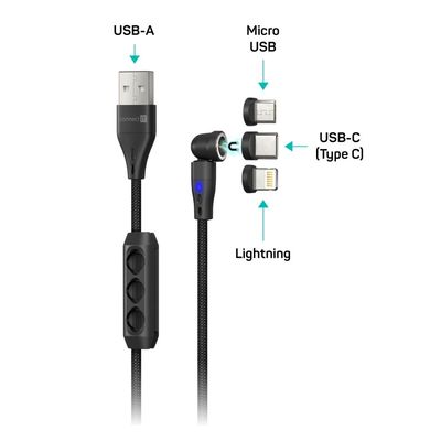 CONNECT IT Magnetic PowerLink 3in1 kabel (USB-C/Lightning/MicroUSB), 2m
