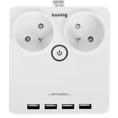 Nabíjecí stanice Huslog 12W 2xzásuvka, 4xUSB bílá