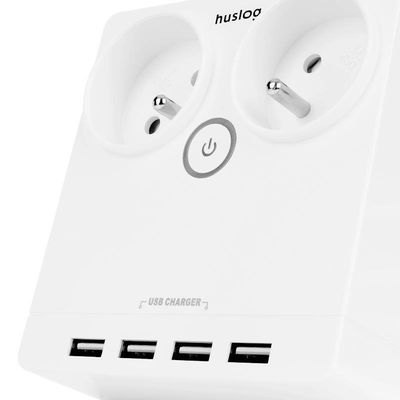Nabíjecí stanice Huslog 12W 2xzásuvka, 4xUSB bílá