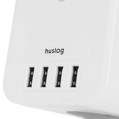 Nabíjecí stanice Huslog 12W 3xzásuvka , 4xUSB bílá