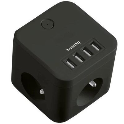 Nabíjecí stanice Huslog 12W 3xzásuvka, 4xUSB černá