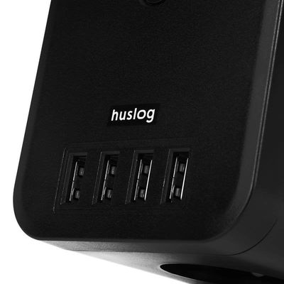 Nabíjecí stanice Huslog 12W 3xzásuvka, 4xUSB černá