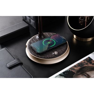 IMMAX LED stolní lampička FINCH hnědá + zlaté prvky