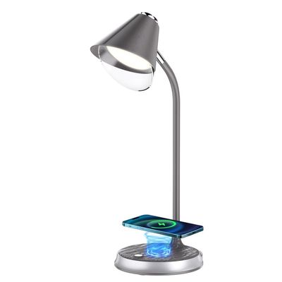 IMMAX LED stolní lampička FINCH šedá + stříbrné prvky