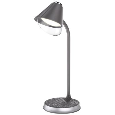 IMMAX LED stolní lampička FINCH šedá + stříbrné prvky