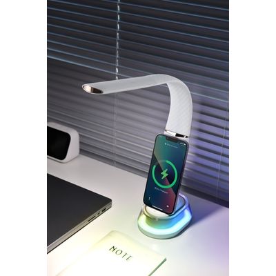 IMMAX LED stolní lampička CORELLA bílá + zlaté prvky
