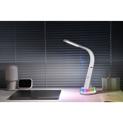 IMMAX LED stolní lampička CORELLA bílá + zlaté prvky