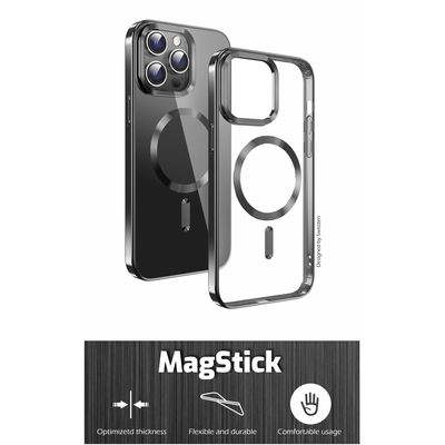 SWISSTEN Clear Jelly MagStick Metallic pouzdro pro iPhone 16 Plus černé