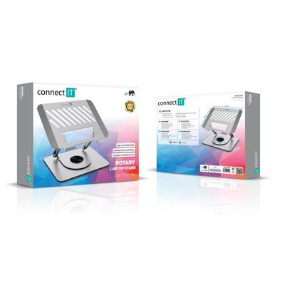 CONNECT IT Rotary otočný stojánek na notebook, stříbrná