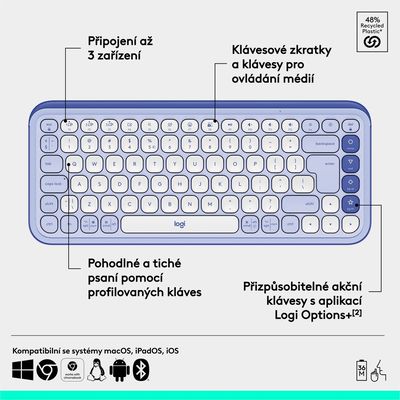 Logitech POP ICON KEYS, Lilac, US INTL