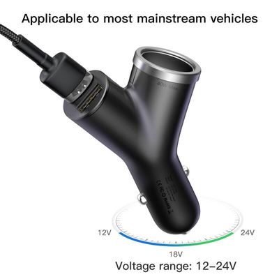 Nabíječka do auta Baseus typ Y 2x USB 40W + Cigarette Lighter Extended černá