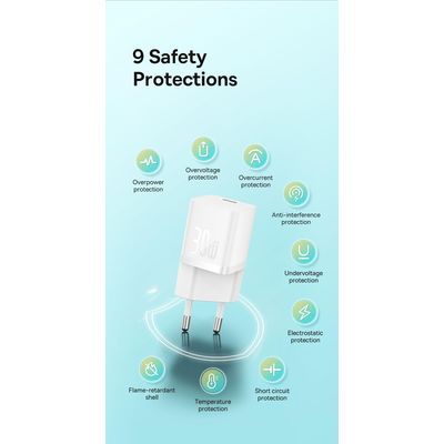 Rychlonabíječka do sítě Baseus GaN5 Mini 30W EU bílá
