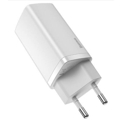 Rychlonabíječka do sítě Baseus GaN2 Lite USB+USB-C 65W bílá