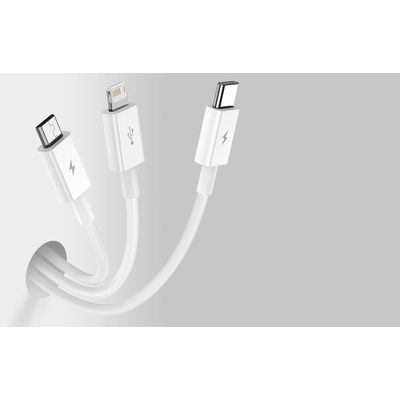 Datový kabel Baseus Superior 3v1 USB/microUSB, Lightning, USB-C 1,5m 3,5A bílý