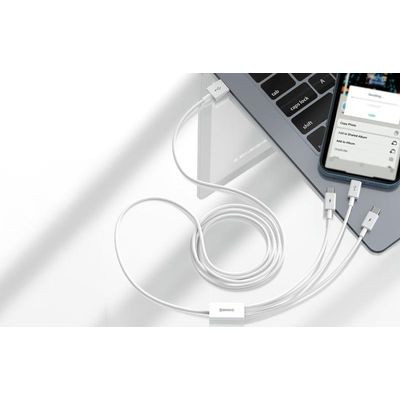 Datový kabel Baseus Superior 3v1 USB/microUSB, Lightning, USB-C 1,5m 3,5A bílý