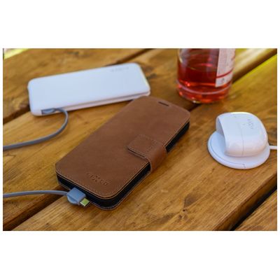 Kožené pouzdro typu kniha FIXED ProFit pro Apple iPhone 16 Plus, hnědé