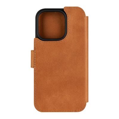 Kožené pouzdro typu kniha FIXED ProFit pro Apple iPhone 16 Pro, hnědé