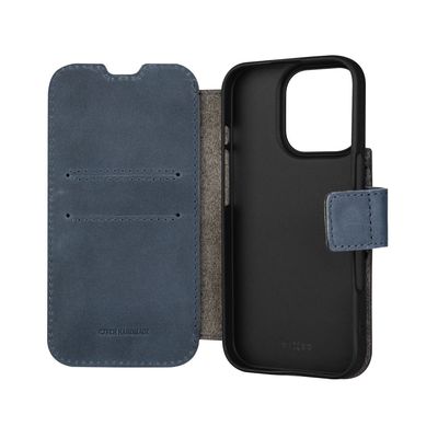 Kožené pouzdro typu kniha FIXED ProFit pro Apple iPhone 16 Pro, modré
