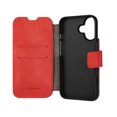 Kožené pouzdro typu kniha FIXED ProFit pro Apple iPhone 16, červené