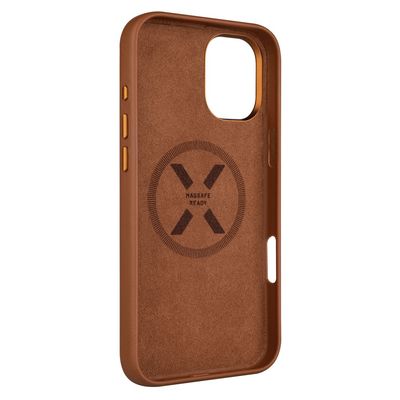 Kožený zadní kryt FIXED MagLeather s podporou MagSafe pro Apple iPhone 16 Plus, hnědý