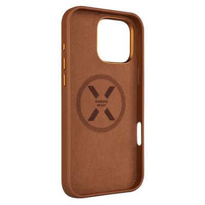 Kožený zadní kryt FIXED MagLeather s podporou MagSafe pro Apple iPhone 16 Pro Max, hnědý