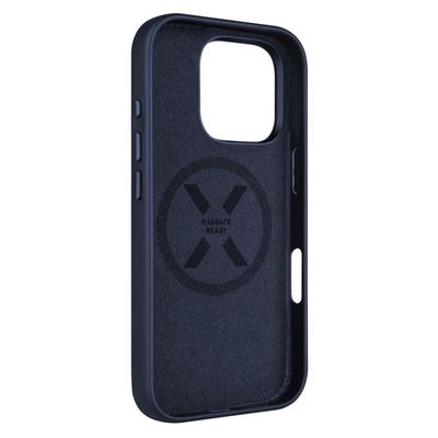 Kožený zadní kryt FIXED MagLeather s podporou MagSafe pro Apple iPhone 16 Pro, modrý