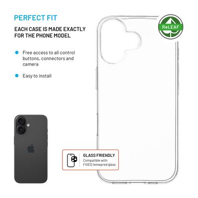 TPU gelový kryt FIXED ReStory AntiUV pro Apple iPhone 16, čirý