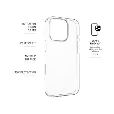 Ultratenký TPU gelový kryt FIXED Story Slim pro Apple iPhone 16 Pro, 0,6 mm, čirý