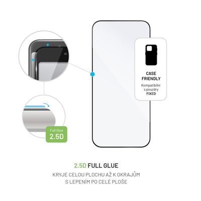 Ochranné tvrzené sklo FIXED Full-Cover pro Apple iPhone 16 Pro Max, lepení přes celý displej, černé