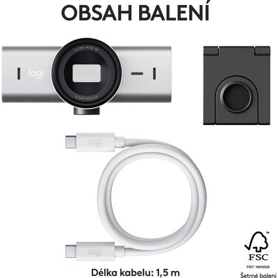 Logitech MX Brio 4K Ultra HD Webcam, Pale Grey