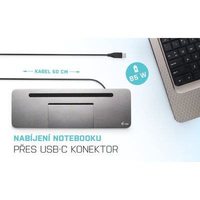 i-tec USB-C Metal Ergonomic 4K 3x Display Docking Station, PD 85W + i-tec Universal Charger 100W
