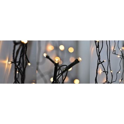 Solight LED venkovní vánoční řetěz, 200 LED, 10m, přívod 5m, 8 funkcí, IP44, teplá bílá