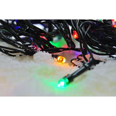 Solight LED venkovní vánoční řetěz, 200 LED, 20m, přívod 5m, 8 funkcí, časovač, IP44, vícebarevný