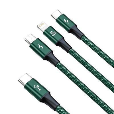 Baseus Rapid Series nabíjecí/datový kabel 3v1 USB-C/ (microUSB + Lightning  PD 20W + USB-C) 1.5m zelená