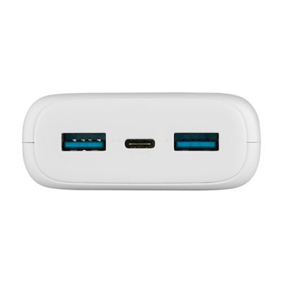 Powerbanka FIXED Zen 20 s LCD displejem a výstupem PD 20W, 20 000 mAh, bílá