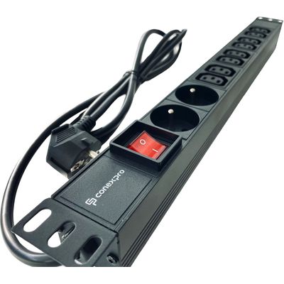 Conexpro 19 rozvodný panel 8x 230V FR, 16A, 1.4m, černý