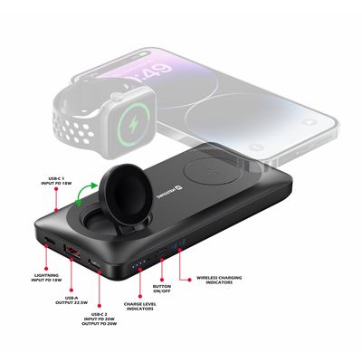 SWISSTEN powerbank 10000 mAh 2v1 PRO Apple Watch a MagSafe