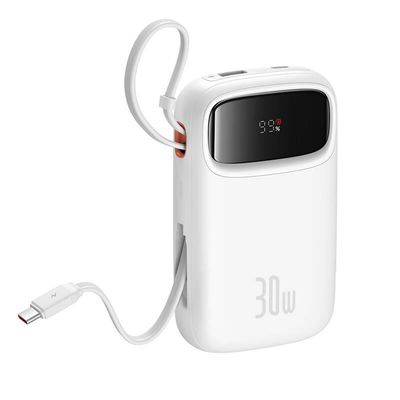 Power banka Baseus Qpow2 10000mAh 30W bílá s USB-C kabelem