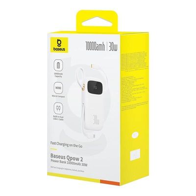 Power banka Baseus Qpow2 10000mAh 30W bílá s USB-C kabelem