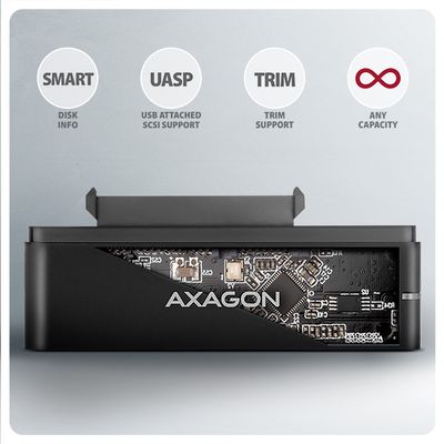 AXAGON ADSA-FPX, USB-C 10Gbps - SATA 6G, 2.5/3.5 SSD/HDD FAST PORT X adaptér, vč. AC napáječe
