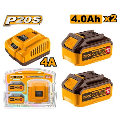 Ingco FBCPK1424E Set nabíječka + 2ks baterie 4,0A pro 20V Li-ion baterie