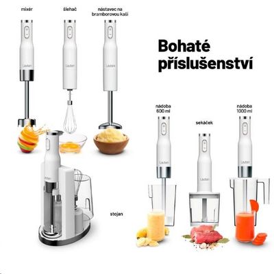 Lauben Stick Blender 800WT - tyčový mixér, bílý