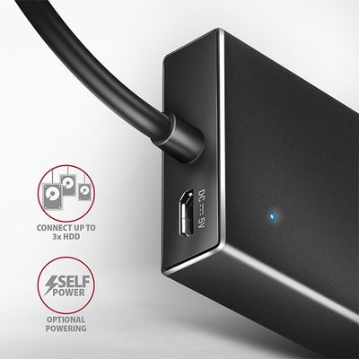 AXAGON HUE-F7C, 7x USB 3.2 Gen 1 ALU FLAT CHARGING hub, micro USB napájecí konektor, kabel USB-C 30cm - rozbalené / použité