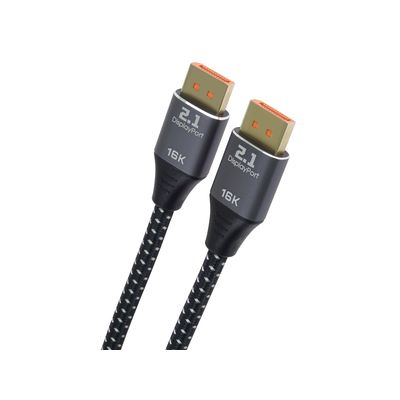 PremiumCord DisplayPort 2.1 kabel, 16K@60Hz,8K@120Hz,4K@240Hz,165Hz,144Hz kovové a zlacené konektory, 1,5m