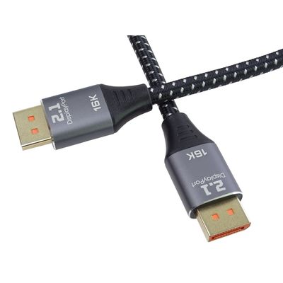 PremiumCord DisplayPort 2.1 kabel, 16K@60Hz,8K@120Hz,4K@240Hz,165Hz,144Hz kovové a zlacené konektory, 1,5m